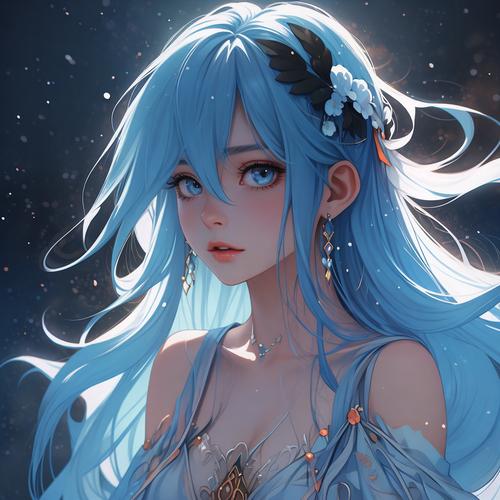 蓝发人物插画,代表幻想番剧方向